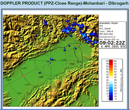 Mohanbari Dibrugarh Radar Image dBZ